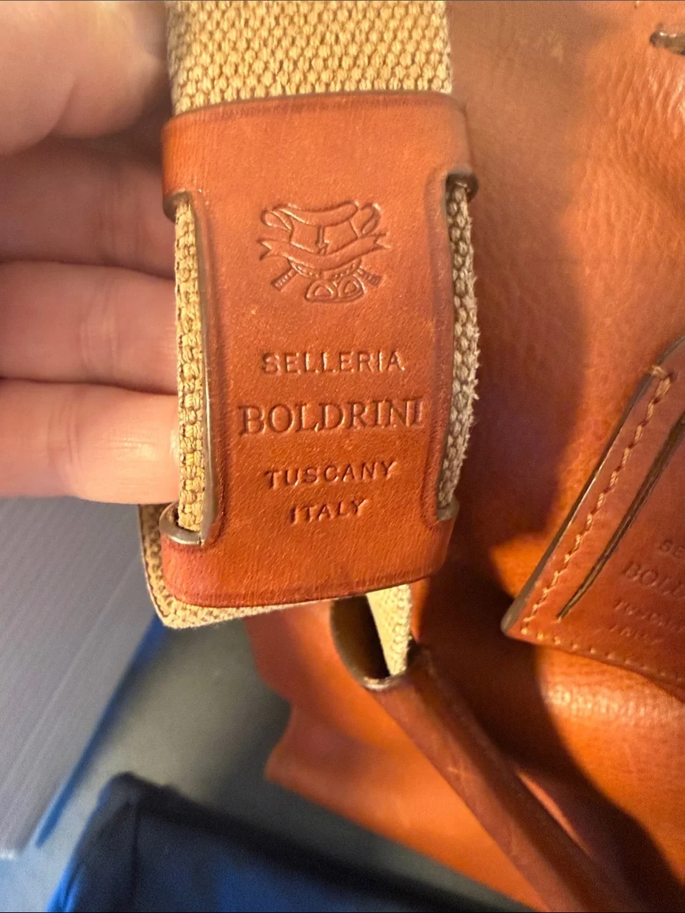 Boldrini Tan Leather Messenger Bag for Men